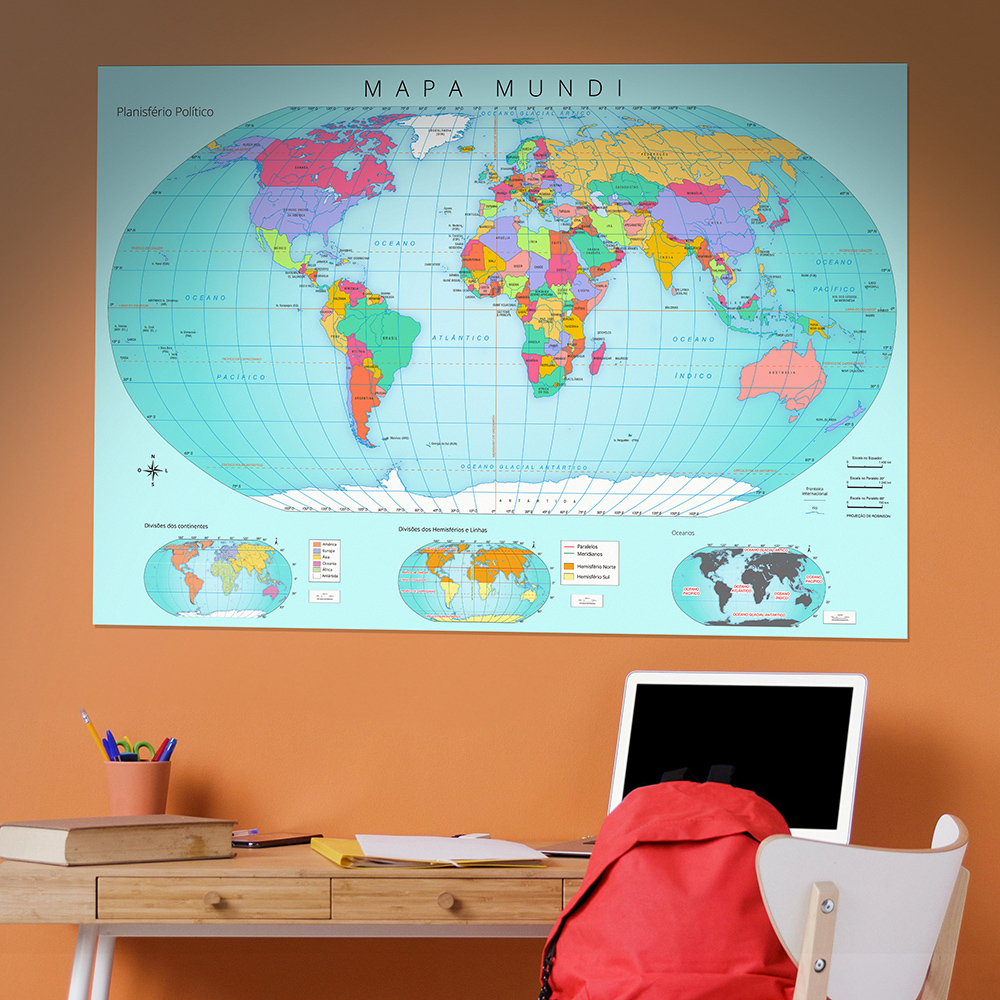 Adesivo de Parede Mapa Mundi Adesivo de Parede Mapa Mundi